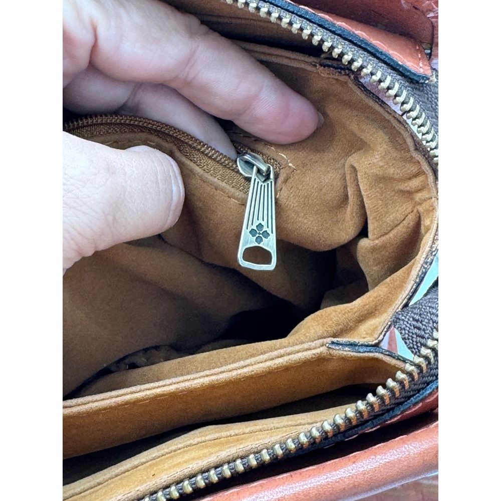 Patricia Nash Paris Satchel Tan Tooled Leather Floral Embossed Shoulder Bag - Picture 16 of 16